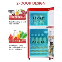 3.5 Cu. Ft Mini Fridge Compact Refrigerator with Top-Freezer,7- Level Adjustable Thermostat, Adjustable Shelves For Bedroom, Office, Kitchen - Thumbnail 4