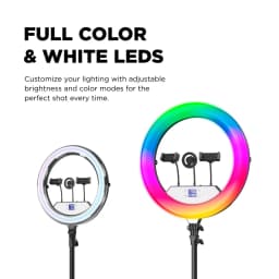 Vivitar Creator Series 18" RGB Foldable Ring Light with Stand, MagSafe-Compatible Phone Mount, Dual USB Charging, Wireless Remote, Adjustable Tripod - Thumbnail 5