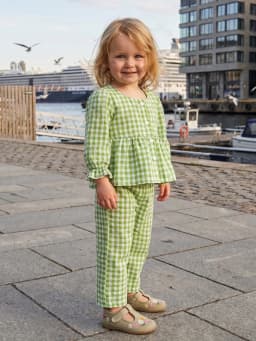 Loicainy Baby Toddler Girls Fall Clothes Set 6 12 18 24 Months 2T 3T 4T 5T Plaid Square Neck Button up Long Sleeve Shirt and Elastic Pants 2 Piece Outfits - Thumbnail 4