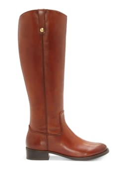 INC Womens Brown Elastic Goring Pull Tab At Sides Cushioned Studded Fawne Round Toe Block Heel Zip-Up Leather Riding Boot 9.5 M - Thumbnail 3