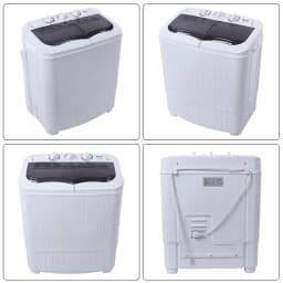 Hassch Semi-Automatic Washing Machine with 2 Tub, Compact Laundry Machine with Built-in Drain for Home, Apartment, Gray - Thumbnail 3