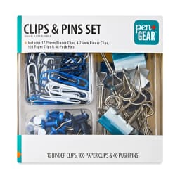 (4 pack) Pen + Gear Clips and Pins Set, 156 Counts, Color Blue & White, Size 19mm,25mm,33mm.Model 595466248 - Thumbnail 2