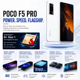 Xiaomi Poco F5 PRO 5G Dual SIM 512GB ROM 12GB RAM GSM Unlocked - White - Thumbnail 3