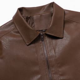 Xzbqbs Mens Casual Leather Jacket Casual Vintage Full Zip Up Motorcycle Jackets Lightweight Classic PU Faux Leather Lapel Jacket - Thumbnail 6