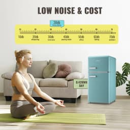 DEMULLER Retro Refrigerator with Double Door Small Fridge Freezer 7 Modes Temperture Setting Blue - Thumbnail 4