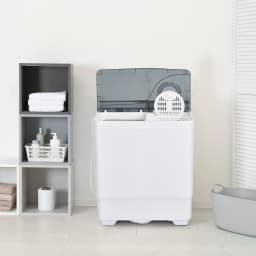 Gymax Portable Semi-automatic Washing Machine 26 lbs Twin Tub Laundry Washer Grey - Thumbnail 3