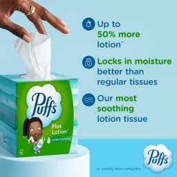 Puffs Plus Lotion Facial Tissues, 8 Family Size Boxes, 124 Tissues per Box - Thumbnail 2
