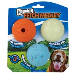 Chuckit! Fetch Medley Dog Ball Rubber Toy for Dogs, Medium 2.5", for Breeds 20 to 60 lb, Pack - Thumbnail 1