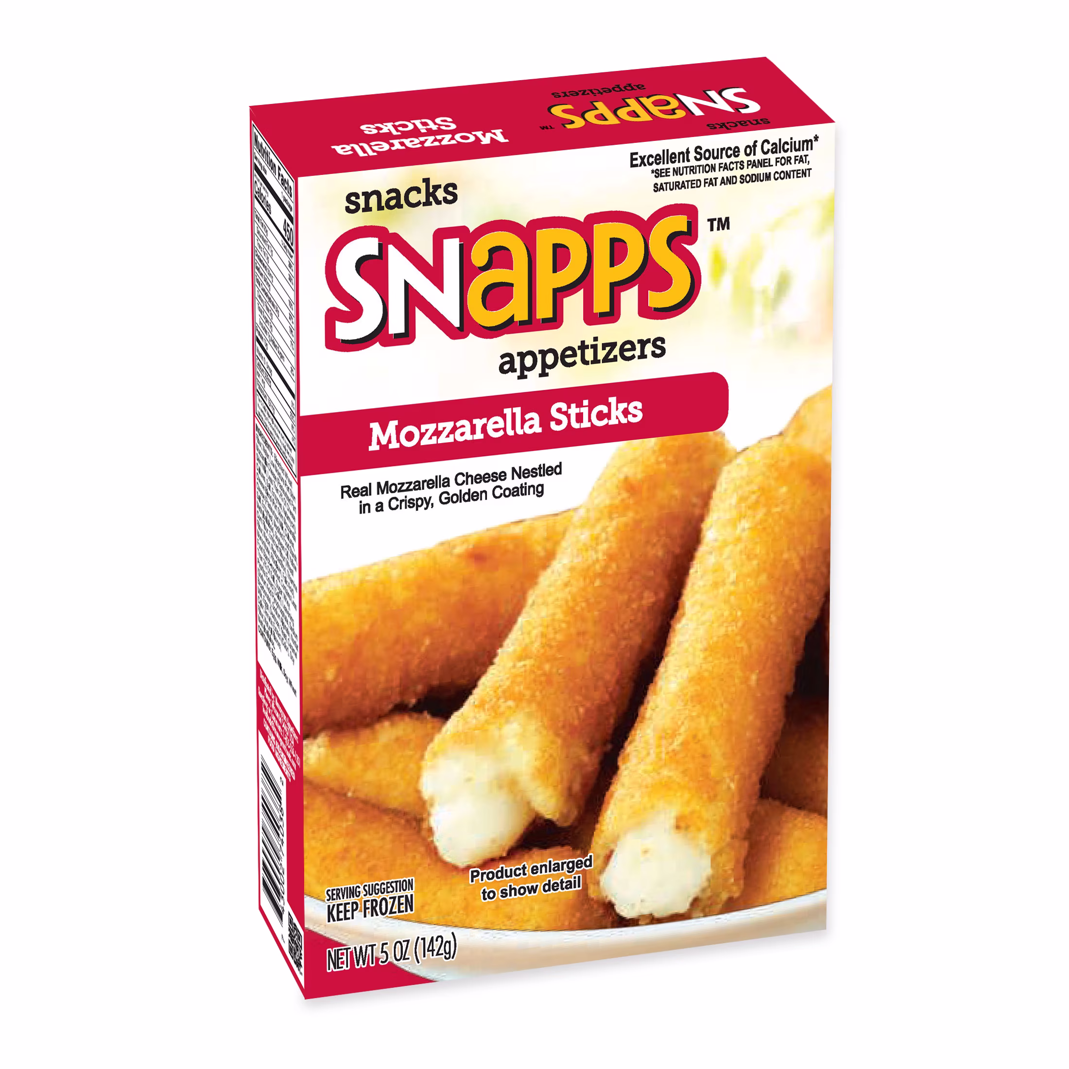 Snapps Frozen Appetizers Mozzarella Cheese Sticks, 5 oz Cardboard Box - Thumbnail 2