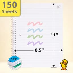 Comix 3 Subject Notebook,3-Pack College Ruled Spiral Notebook with Pocket Dividers 11"x 8.5", 150 Sheets,Black White Pink - Thumbnail 3