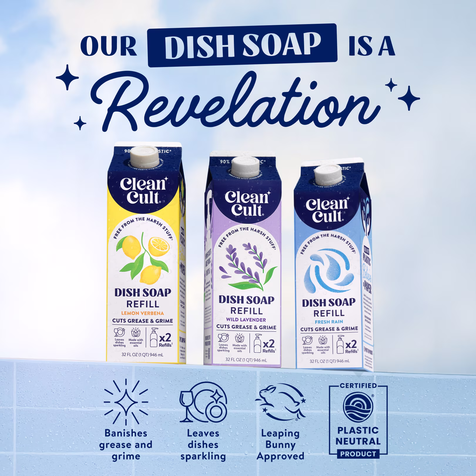 Cleancult Dish Soap Refill, Nature-Inspired Ingredients, Lemon Verbena, 32 fl oz - Thumbnail 4