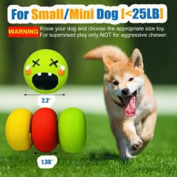 HOLYSTEED Latex Squeaky Dog Toys for Small Dogs, Rubber Soft Dog Balls Flat, Smile Face Fetch Puppy Toys with Squeaker 6pcs - Thumbnail 7