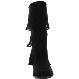 Nature Breeze Women's Boots Faux Suede Fringe Mocassin Black, Size 8 - Thumbnail 3
