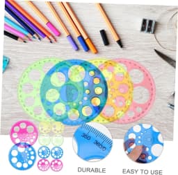 Circle Template Round Stencil Ruler, Multi-Size Plastic Circle Drawing Template, Professional Geometric Circle Drafting Tool for Student Design - Thumbnail 2