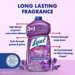 Lysol All Purpose Cleaner, 2X Concentrated Multi-Surface Disinfectant Floor Cleaner for Mopping Solution, for Bathroom & Kitchen, Lavender & Cotton - Thumbnail 2