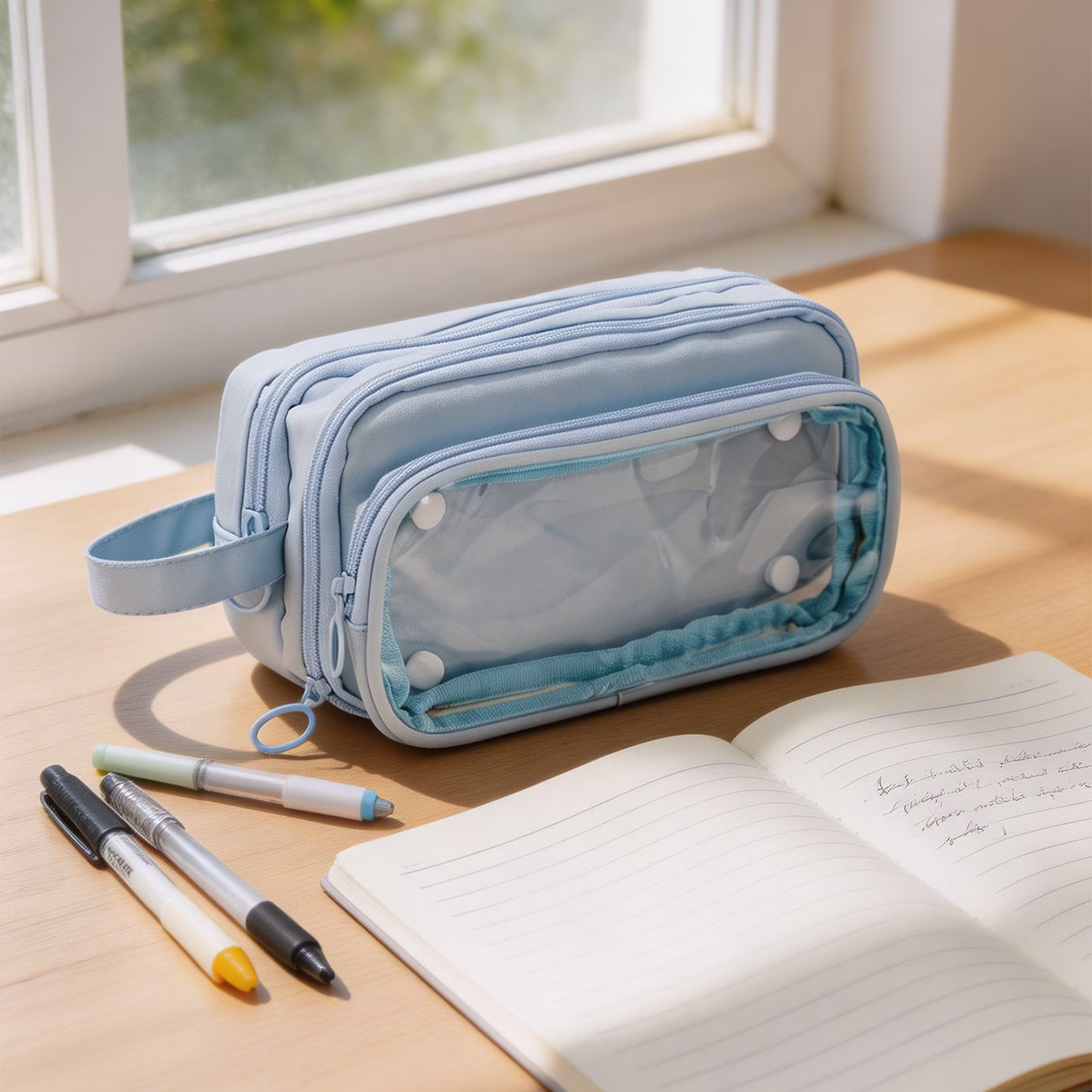 Under $1 Transparent Pencil Case, Large Capacity Clear Pen Pouch with Slim Portable Design, Stationery Organizer for Classroom Office Supplies - Thumbnail 3