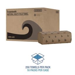 Boardwalk Multifold Commercial Paper Towels, Natural, 250 Towels/Pack, 16 Packs/Carton, 9 x 9.45 inches - Thumbnail 4