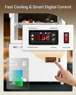 Upstreman Countertop Pastry Refrigerated Display Case, 2.0 Cu.Ft/56L Commercial Display Refrigerator 3-Tier Cake Fridge, CD20 White - Thumbnail 5