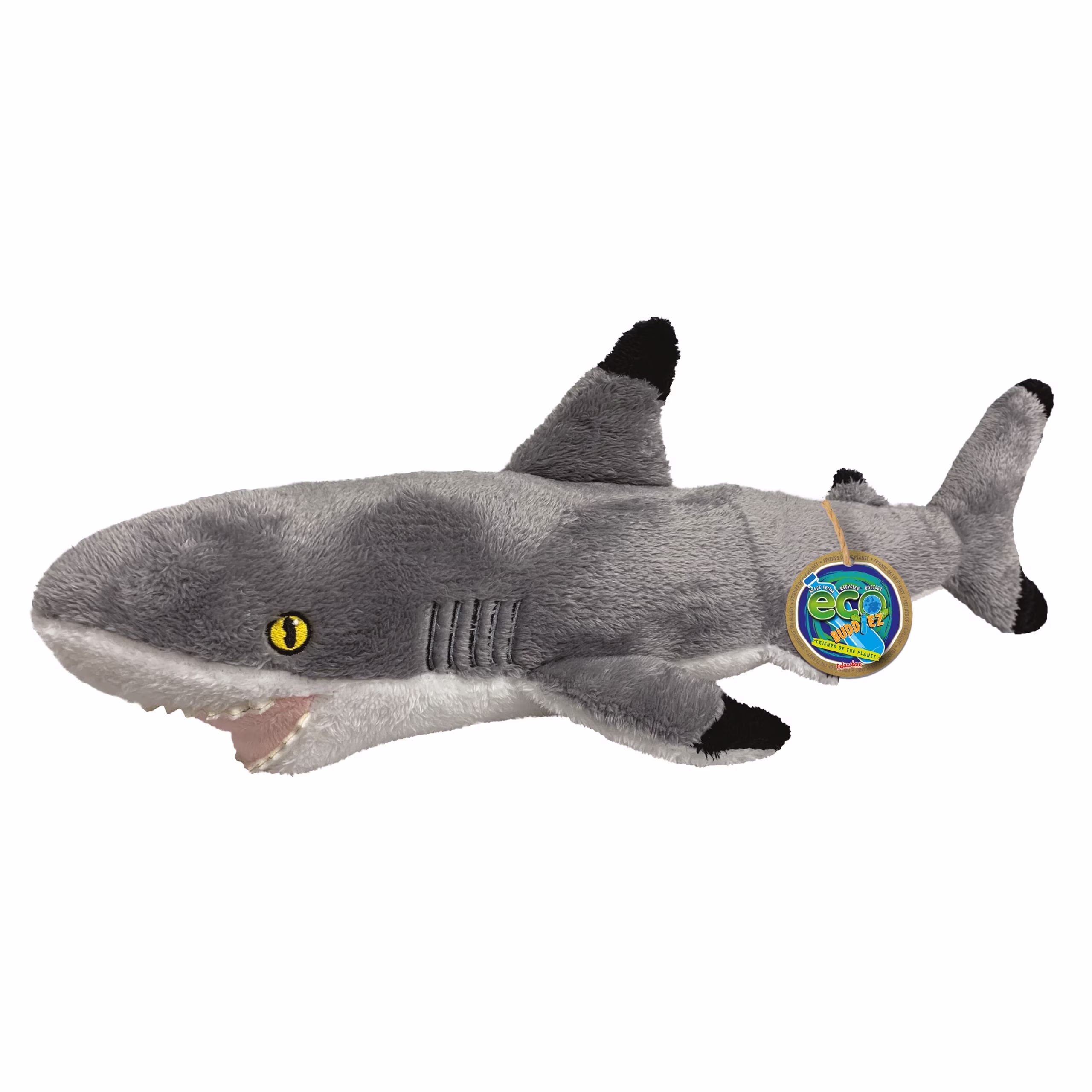 EcoBuddiez Blacktip Shark – 17" Eco-Friendly Plush Toy from Deluxebase Made with Recycled Plastic - Thumbnail 1