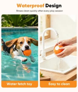 Petbobi Automatic Interactive Dog Ball, Durable E-TPU Rechargeable Rolling Bouncing Toy for Small Medium Dogs, Orange - Thumbnail 5