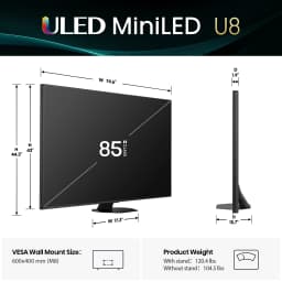 Hisense 85\" Class U8 Series Mini-LED ULED 4K UHD Google Smart TV (85U8QG, 2025 Model) - QLED, Native 165Hz - Thumbnail 3