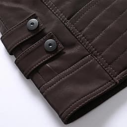 WREESH Fashion Winter Jacket Men'S Dashion Motorcycle Solid Color Zipper Pocket Leather Long Sleeved Hooded Jacket Coffee - Thumbnail 8