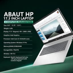 HP Essential Business Laptop, 17.3" FHD Display, Intel Core i5-1334U, 8GB RAM, 512GB PCIe M.2 SSD, Wi-Fi 6, Webcam - Thumbnail 7