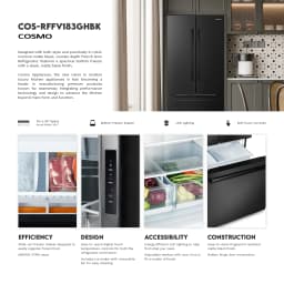 Cosmo 30 in. Vista Coll 17.5 cu. ft. Counter Depth 3-Door French Door Refrigerator, Handles, Matte Black - Thumbnail 3