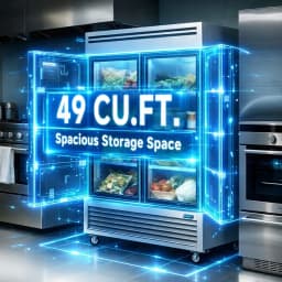 NSF 54'' Reach In Refrigerator 42 Cu.ft. Commercial 2-Door Upright Refrigerator in Stainless Steel - Thumbnail 4