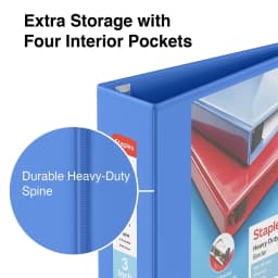 Staples Heavy Duty 3" 3-Ring View Binder Periwinkle (24694) 82665 - Thumbnail 3