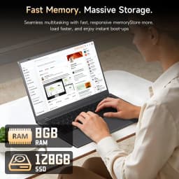 HYYUO Laptop Computer, 14inch FHD Display 8GB RAM 128GB SSD, Intel 6500Y 2 Cores, Windows 11 with Office 2024 - Thumbnail 4