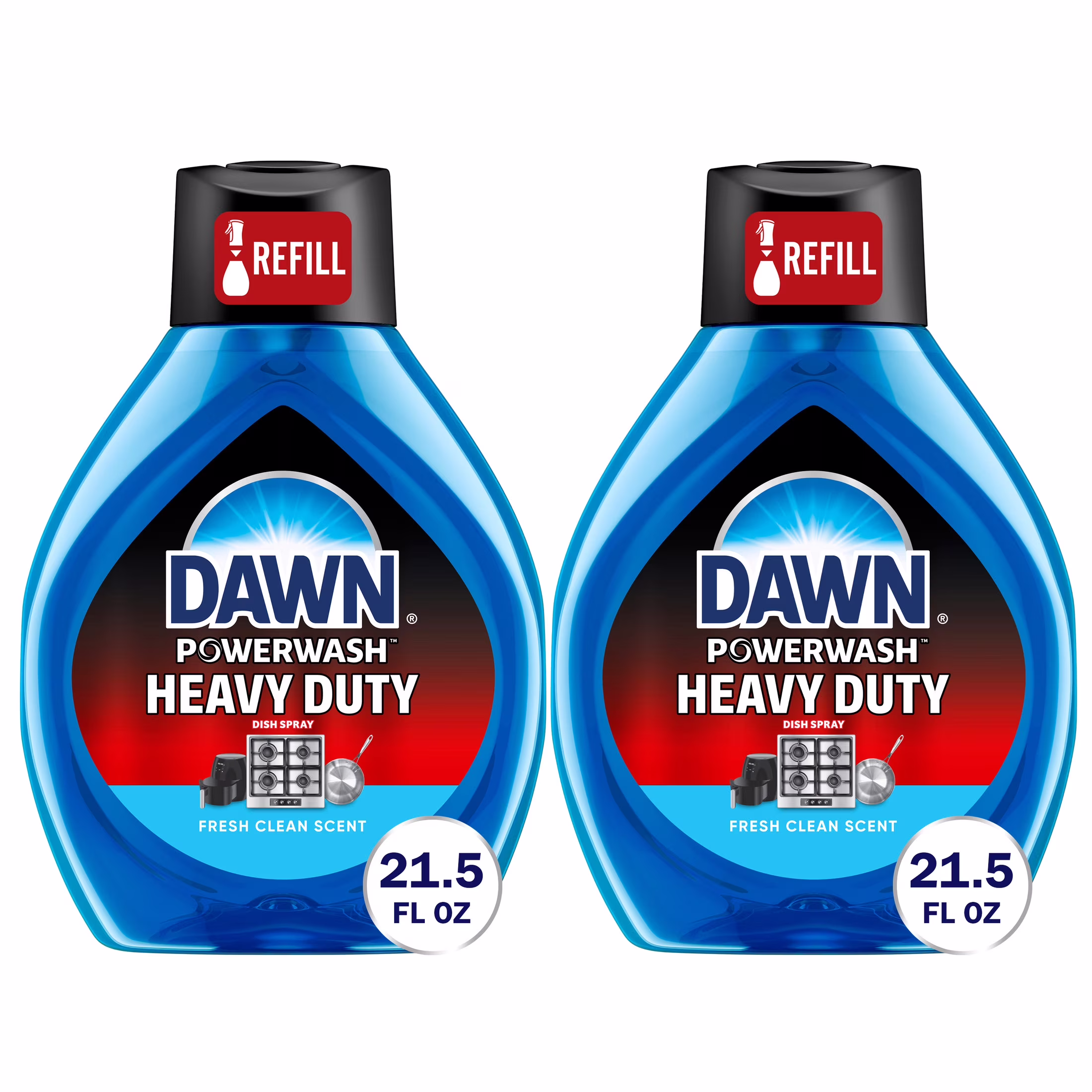 Dawn Powerwash Heavy Duty Dish Spray Fresh Clean, 21.5 oz 2pk Refills - Thumbnail 1