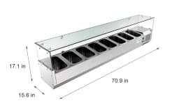 KoolMore 71 in. Eight Pan Refrigerated Countertop Condiment Prep Station - Thumbnail 3
