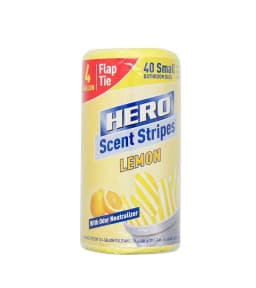 Hero Scent Stripes 4-Gallon, Lemon Scented, Small Flap Tie Trash Bags, 40 Count - Thumbnail 2