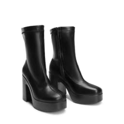 DREAM PAIRS Women's Platform Gogo Ankle Boots High Chunky Block Heel Square Toe Booties Shoes - Thumbnail 3