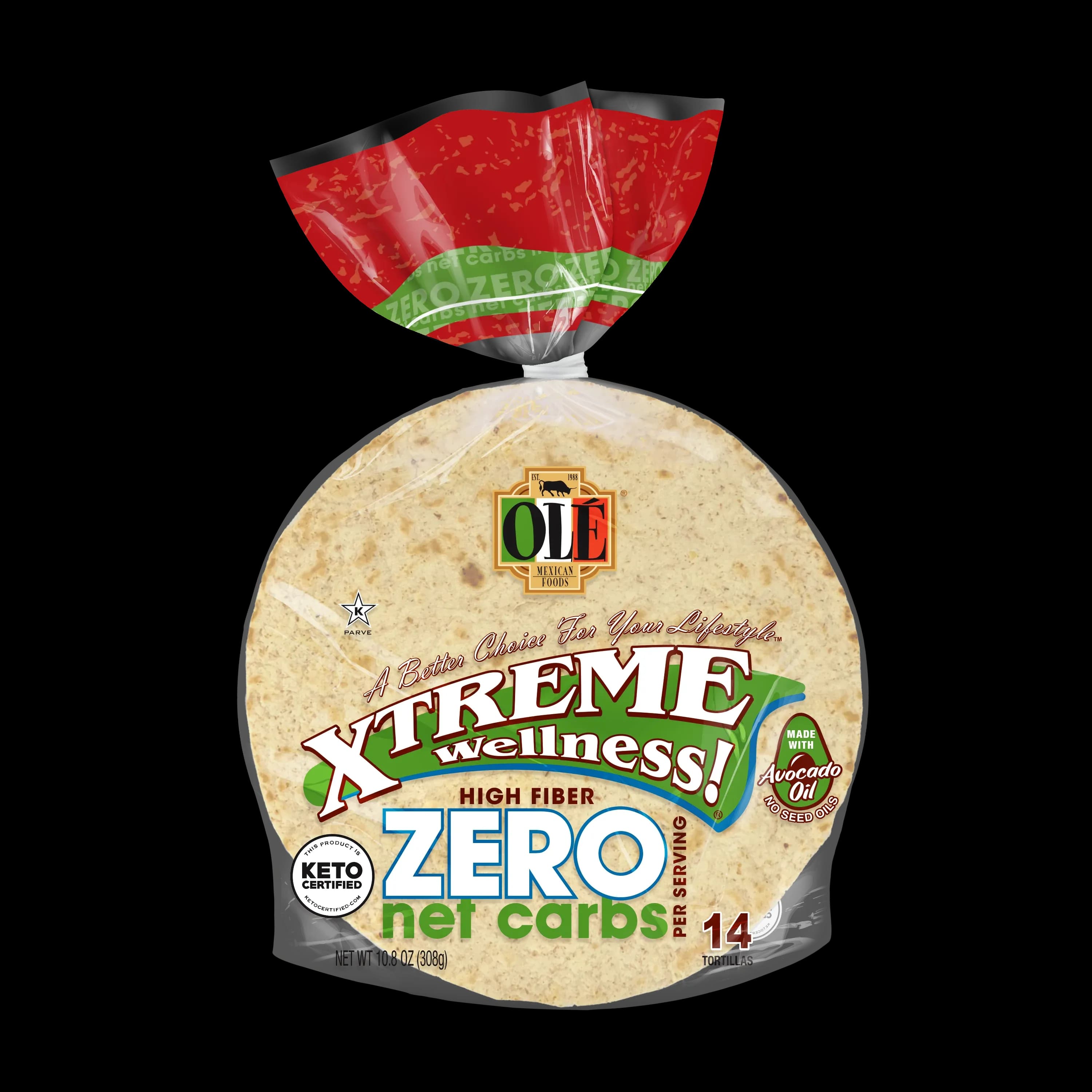 Ol Mexican Foods Xtreme Wellness High Fiber Zero Net Carbs Street Taco Flour Tortilla Wraps, 10.8 oz, 14 Count