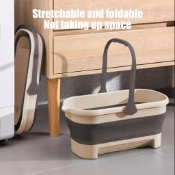 yeiolnoer Foldable Bucket Collapsible Space Saving Portable Cleaning Pail with Handle Pour Spout Long Lasting TPR and Plastic Base Multiuse for Home - Thumbnail 6