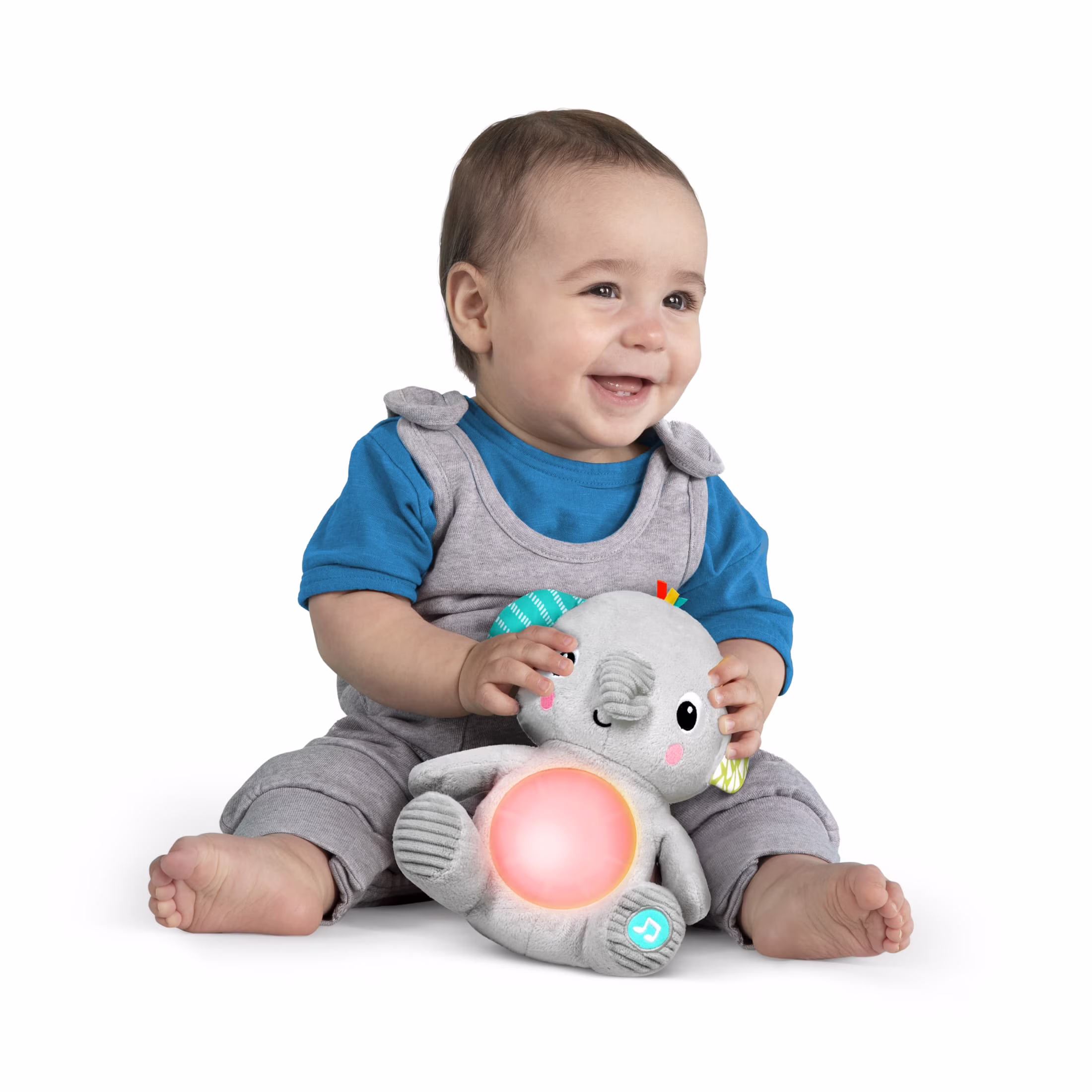 Bright Starts Hug-a-Bye Baby Elephant Stuffed Animal Dual-Mode Soft Toy Soother, Gray - Thumbnail 10