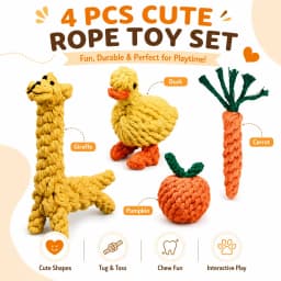 MGEZCOO Puppy Toys Pack of 4, Cotton Rope Dog Toys for Aggressive Chewers, Braided Chew Toys Set, Small Medium Dogs - Thumbnail 2