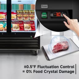 Glass Door Merchandiser Freezer 70 Cu.ft Swing Door Commercial Reach-In Display Freezers with LED Top Panel Upright Freeze Storage - Thumbnail 4