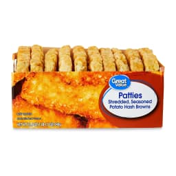 Great Value Seasoned Potato Hash Brown Patties, Shredded, 22.5 oz, 10 Count (Frozen) - Thumbnail 1