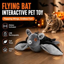 Flying Bat Dog Toy, Interactive Flap Wing Bat Toy for Dogs, Motion Activated Rechargeable Halloween Bat Toy for Dogs, Cats - Thumbnail 2