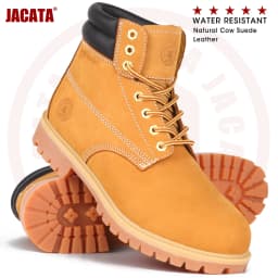 Jacata Work Boots for Men Soft Toe Non Slip Leather Construction Boots (Wheat Size 10) - Thumbnail 2