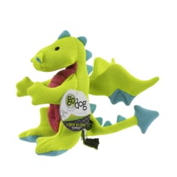 goDog Dragons Squeaky Plush Dog Toy with Double Chew Guard Technology, Durable Fabric & Squeaker for Active Play, Green, Large - Thumbnail 9