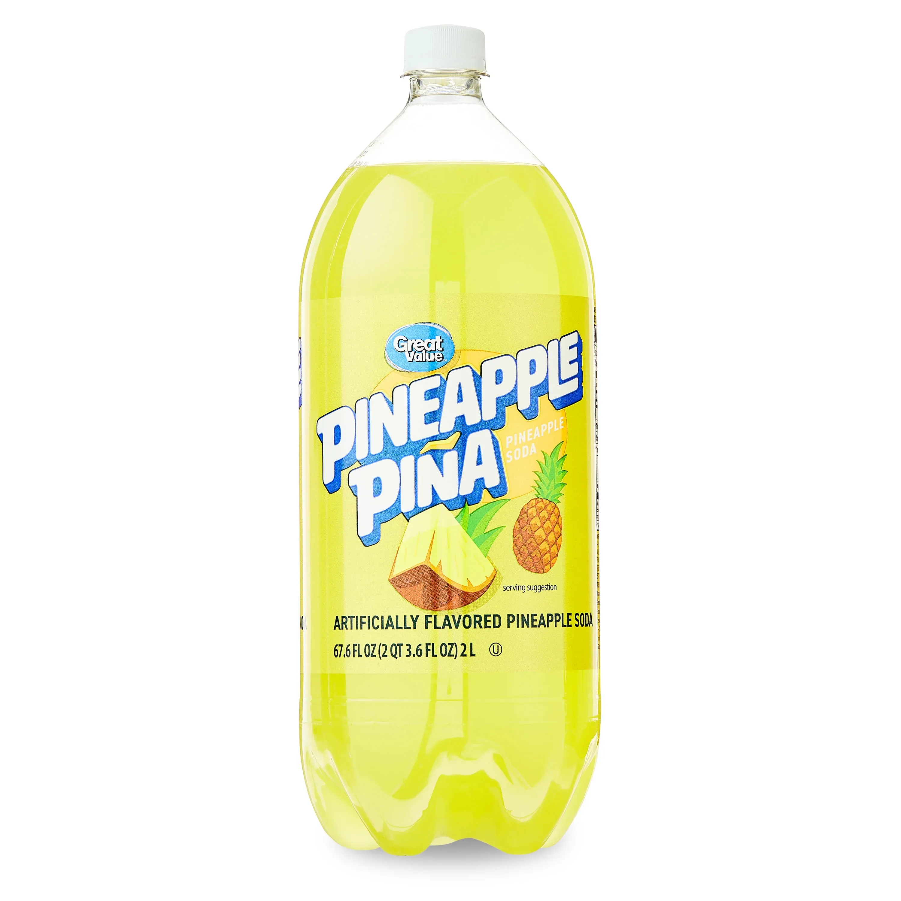 Great Value Pineapple Soda, 2 Liter Bottle