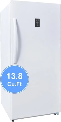 SMAD Convertible Single Door 13.8 Cu ft Upright Freezer Refrigerator with Rolling Wheels, White - Thumbnail 1