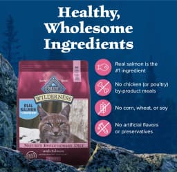 Blue Buffalo Wilderness Natural High Protein Dry Food for Adult Cats, Salmon, 4-lb Bag - Thumbnail 6