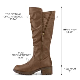 Pennysue Women's Knee High Boots Brown 2 Inch Side Zipper Boots 7.5M - Thumbnail 5