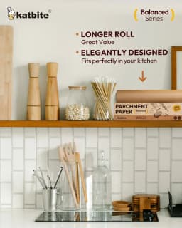 Katbite 12" x 262ft Unbleached Parchment Paper Roll, Non-Stick, Extra Long with Serrated Cutter,Balanced Series - Thumbnail 2