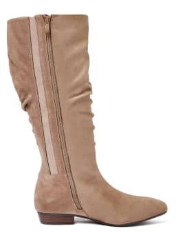 Women's Extra Wide Calf Knee High Boots, True Wide Width Long Slouchy Ladies Boots, Flat Low Heel Casual Combat Tall Boots for Women. - Thumbnail 3